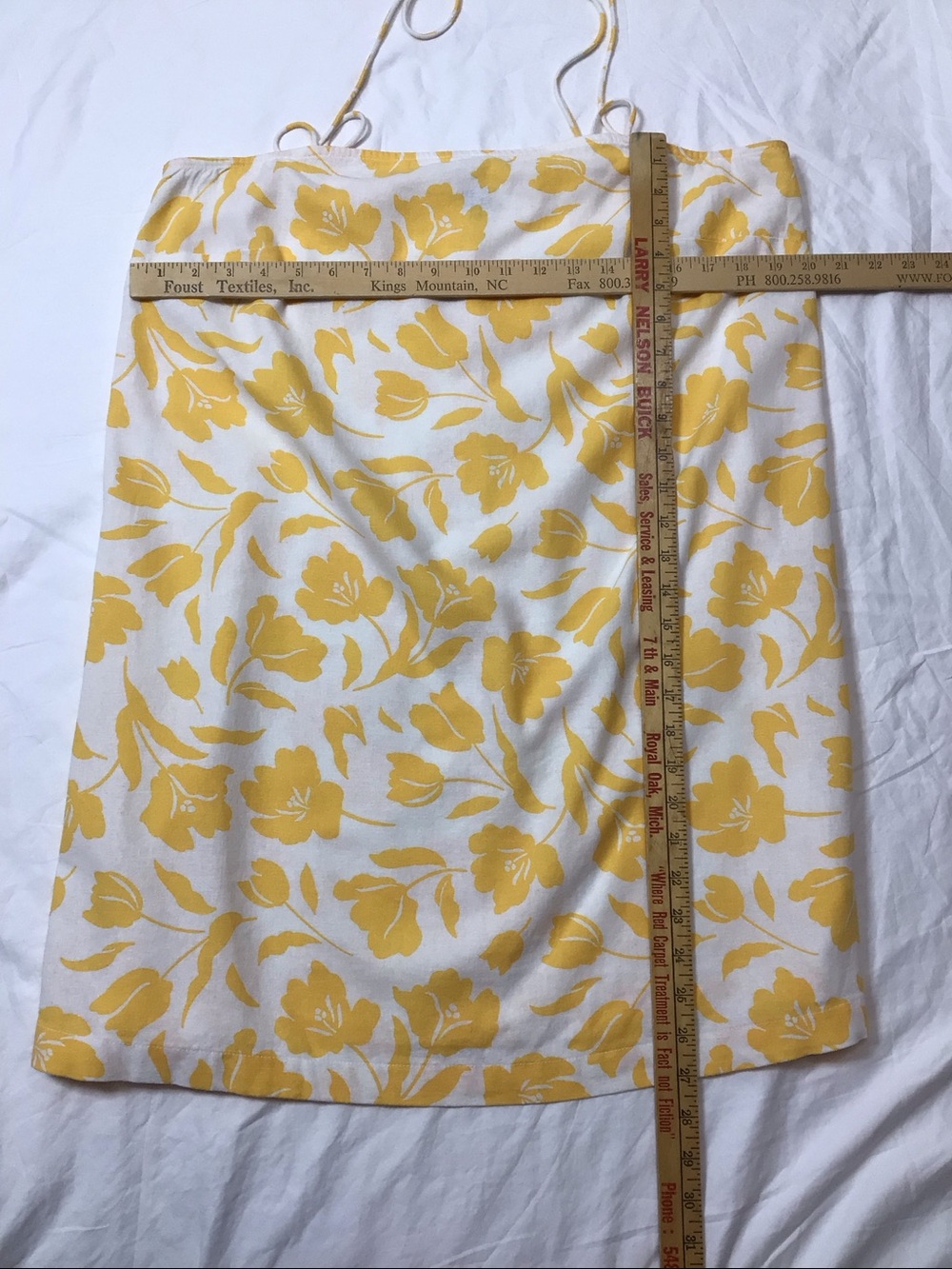 Old Navy Resort Mini Dress Linen Blend White Yellow Self Tie Shoulder Sz.L - Picture 8 of 11